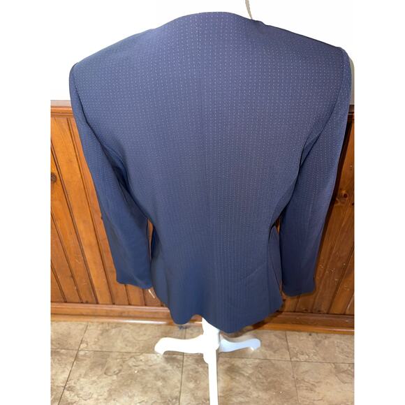 NWT Womens Talbots Navy Small White Dot Button Down Blazer Suit Jacket 8 Petite - Picture 4 of 8